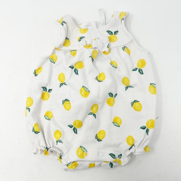 Janie and Jack Baby Girl Lemon Print Bow Sleeveless Bubble Romper One Piece 0-3M - Picture 1 of 6
